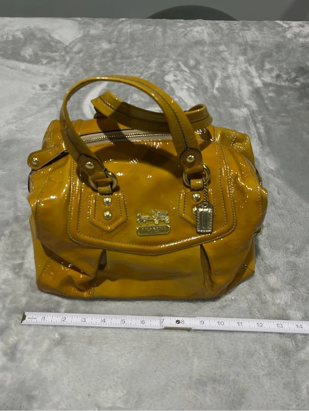 COACH Vintage Ashley Patent Leather Satchel Bag Mustard Yellow EUC